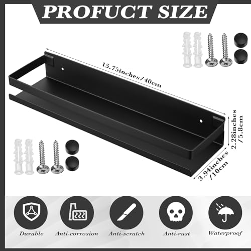 2 Pieces Stainless Steel Shelf Bathroom Shower Floating Shelves Wall Mounted Shower Caddy Basket Shelf Storage Organizer Shelves for Bathroom