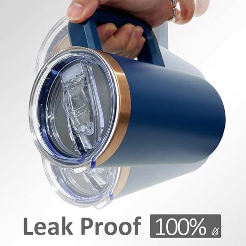 22oz Insulated Coffee Mug Bulk with Handle and Lid Navy (4 Count)