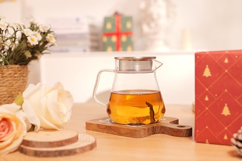 One Touch Glass Teapot with Stainless Steel Filter Lid