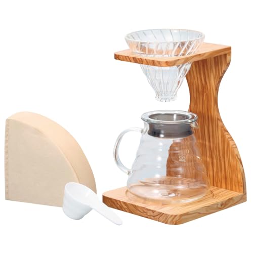 V60 Olive Wood Pour Over Stand Set (100 Count)