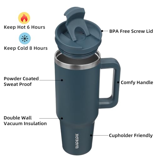 40 oz Insulated Tumbler with Handle & Straw
