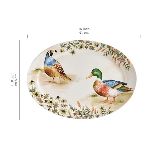 Autumn Birds 16 plus 14 inch Oval Platters Set (2 Count)