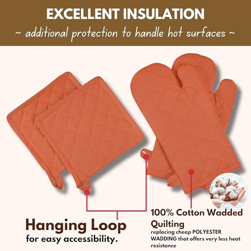 4 Piece Set 2 Oven Mitts & 2 Potholders (4 Count)