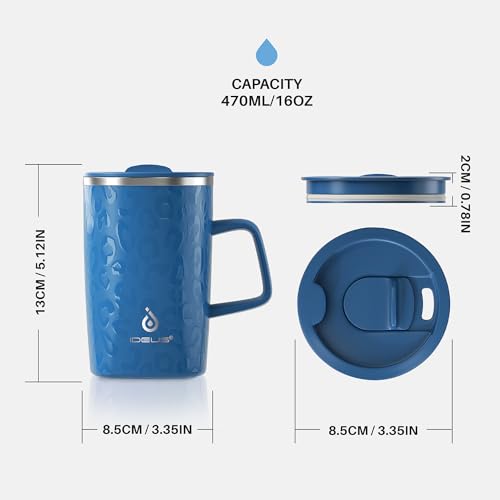 16 oz Insulated Coffee Mug with Lid and Handle