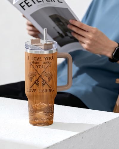 Fishing Love You More 40 oz Tumbler with Handle