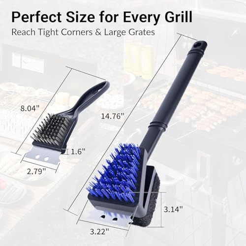 3-in-1 Grill Cleaning Kit, Nylon Grill Brush for Outdoor Grill (3 Count)