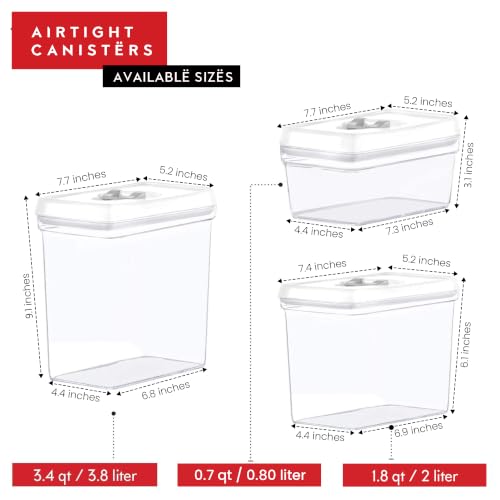 Airtight Food Storage Containers with White Lids 2L (4 Count)