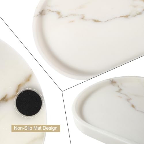 White Marble Tray with Gold Pattern for Bathroom Counter
