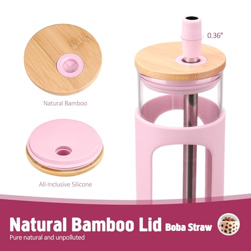 24oz Glass Tumbler with 2 Lids and Straws