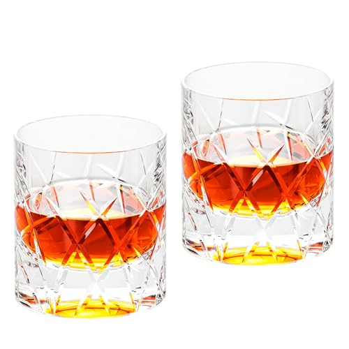 Crystal Whiskey Glasses Set of 2 Hand Blown Old Fashioned Glasses (2 Count)