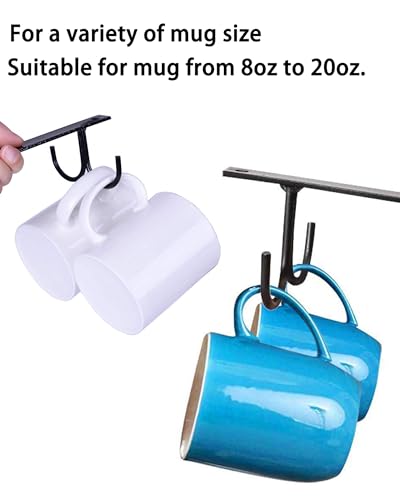 Mug Rack Under Cabinet Mug Hooks Coffee Cup Holder Cups Organizer Hanger (16.99 Count)