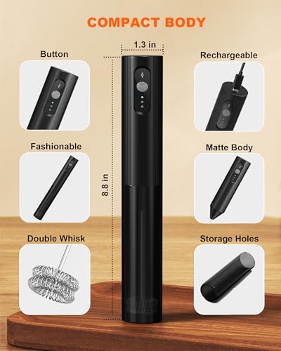 3 Speed Rechargeable Milk Frother Handheld Foam Maker