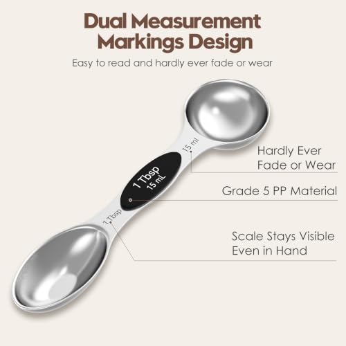 Magnetic Measuring Spoons Set with Measurement Markings (8 Count)