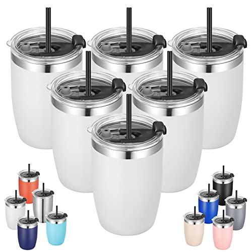 Stainless Steel 12 oz Tumblers bulk Vacuum Insulated Double Wall Travel Tumbler with Lid and Straw Reusable Tumbler (6 Count)