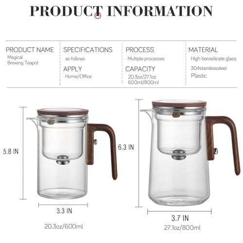 800ml Witchcraft Glass Teapot with Magnetic Water Separation Design