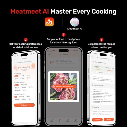Wireless Meat Thermometer Digital with Remote App Monitoring