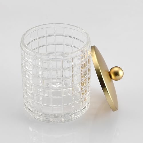Clear Tranparent Apothecary Etched Geometric Grid Glass Jar W