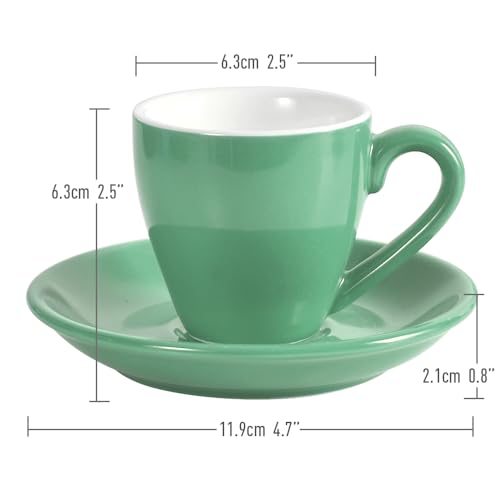 Porcelain Espresso Cup with Saucer And Stainless Steel mini Spoons (7 Count)