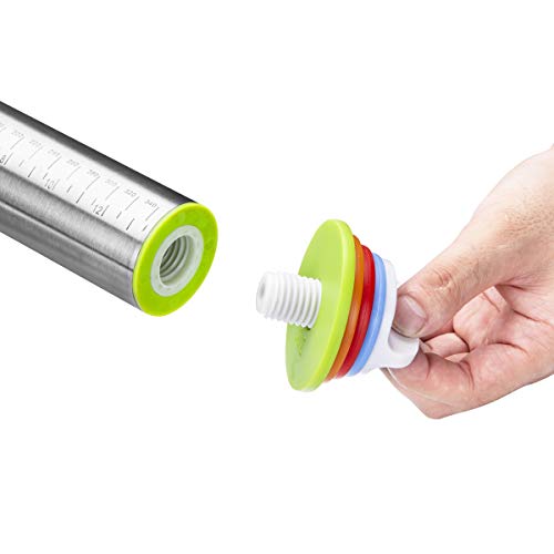 Stainless Steel Rolling Pin & Baking Mat Set with Adjustable Thickness Ring