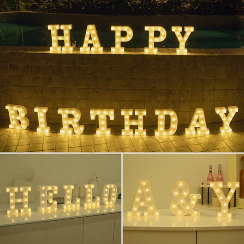 Rechargeable LED Letter Lights Sign Marquee Light Up Letters Sign for Night Light Wedding (27 Count)