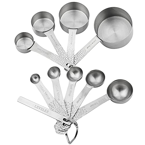 18 8 Stainless Steel Measuring Cups and Spoons Set 10 for Baking & Kitchen (10 Count)