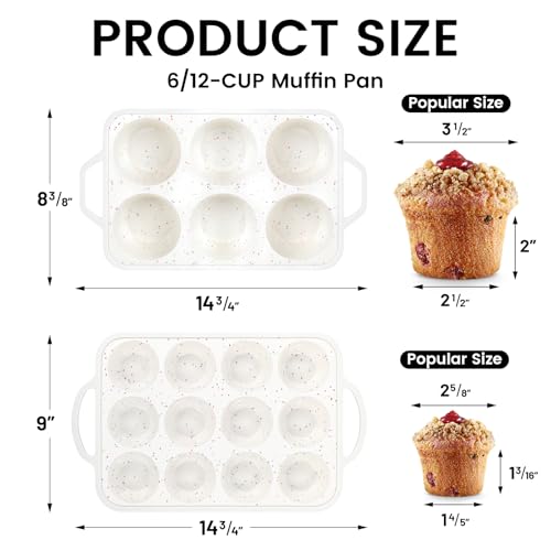 2Pack Silicone Muffin Pan for Baking with Metal Reinforced Frame