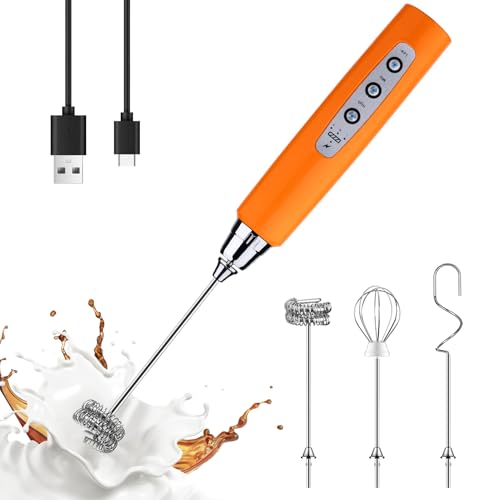 Fluorescence Orange Handheld Milk Frother Wand for Coffee