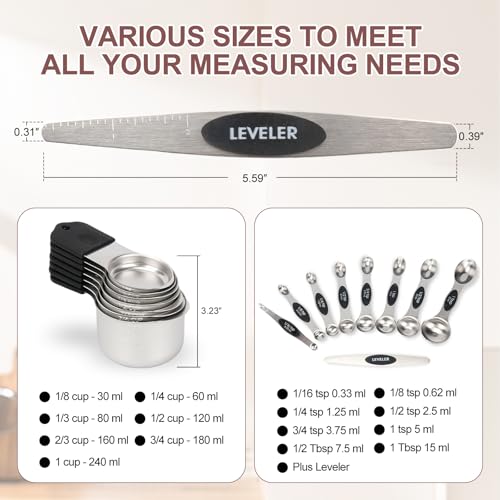 16 Piece Magnetic Measuring Cups and Spoons Set (16 Count)