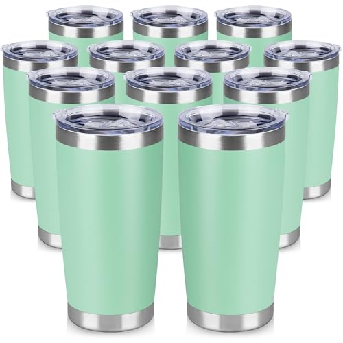 20 oz Tumbler Stainless Steel Tumblers Bulk with Lid Double Wall Insulated Coffee Tumbler Cups for Hot & Cold Drinks Powder Coated Travel Coffee Tumbler Mug Metal (12 Count)
