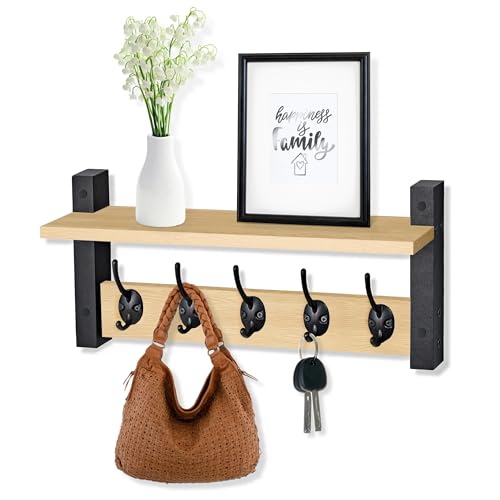 Coat Rack Wall Mount with Shelf