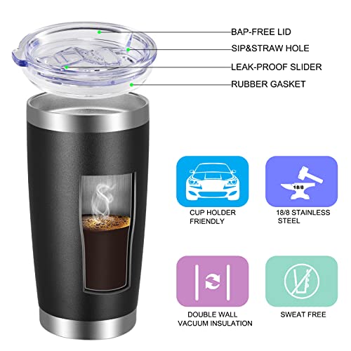 20oz Tumbler with Lid and Straw Stainless Steel Tumbler Cup Bulk Vacuum Insulated Double Wall Travel Coffee Mug Powder Coated Coffee Cup (12 Count)