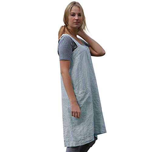 Women's Pinafore Square Apron Baking Cooking Gardening Works Cross Back Cotton