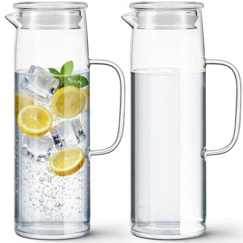 2 Sets Glass Pitcher with Lid