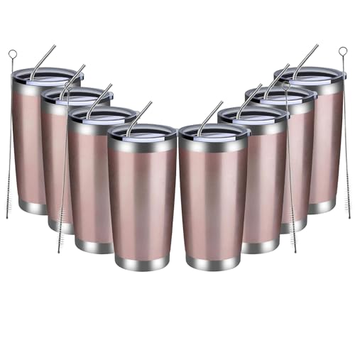 20oz Tumbler 8 Pack Double Wall Vacuum Insulated Travel Mug Bulk (8 Count)