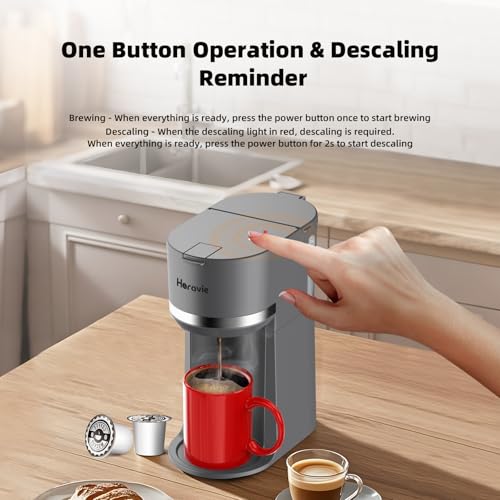Mini Single Serve Coffee Maker for K Cup Pods and Grounds
