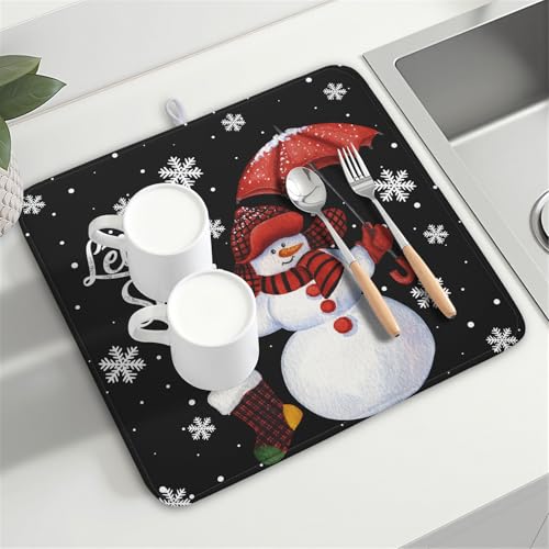 Winter Snowman Dish Drying Mat