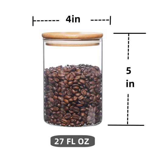 Glass Food Storage Containers with Bamboo Lids Large Glass Food Storage Jars for Coffee Bar Tea Sugar