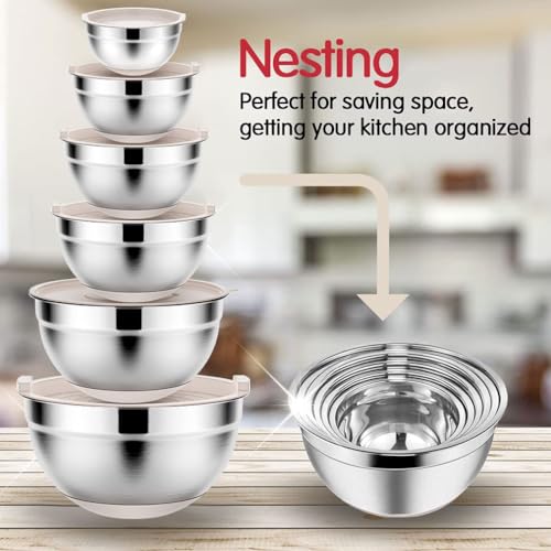 20PCS Stainless Steel Mixing Bowls with Airtight Lids Set