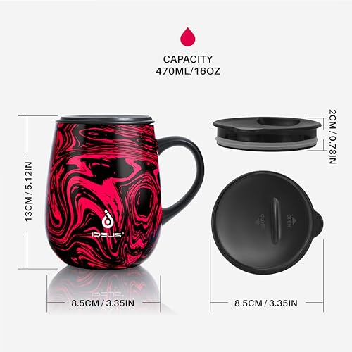 16 oz Insulated Coffee Mug with Lid and Handle