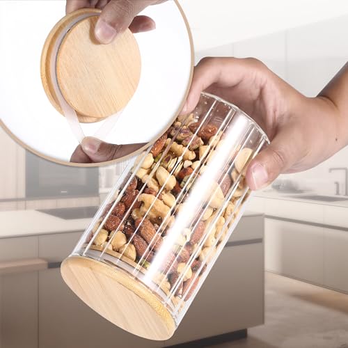 24 FL OZ Airtight Glass Jars with Bamboo Lids Spoons Coffee Canister