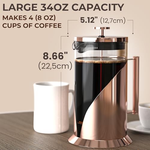 Stainless Steel French Press Coffee Maker 34 oz