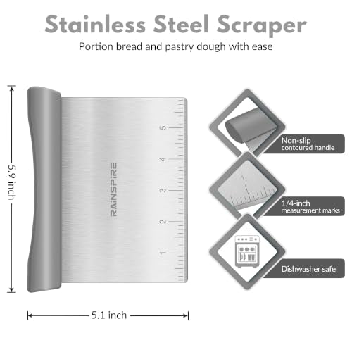 Multi Purpose Stainless Steel Bench Scraper Dough Blender & Pastry Cutter