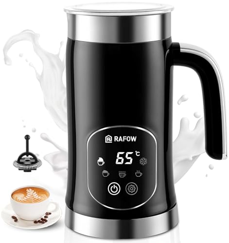 5-in-1 Milk Frother and Steamer - Upgraded Automatic Milk Steamer 11.8oz Hot & Cold Foam Maker and Milk Warmer with LED Display Touch Screen & Two Whisks for Latte,Cappuccinos,Silent Working-110V