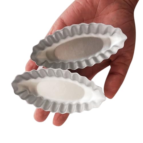 Tiny Aluminum Boat Tart Pan Fluted Oval Baking Mold (10 Count)