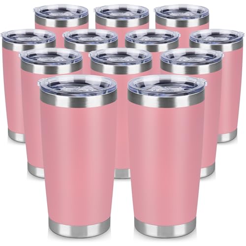 20 oz Tumbler Stainless Steel Tumblers Bulk with Lid Double Wall Insulated Coffee Tumbler Cups for Hot & Cold Drinks Powder Coated Travel Coffee Tumbler Mug Metal (12 Count)