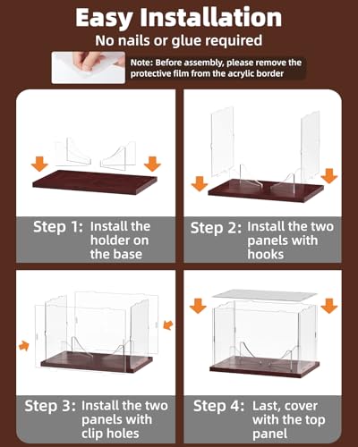 Full Size Acrylic Football Display Case Solid Wood Base