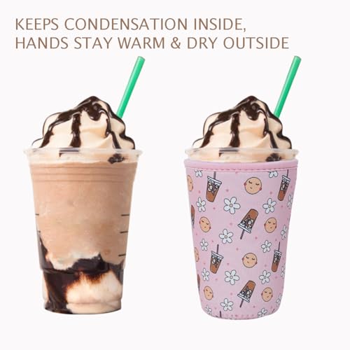 Reusable Insulated Neoprene Iced Coffee Cup Sleeve (3 Count)