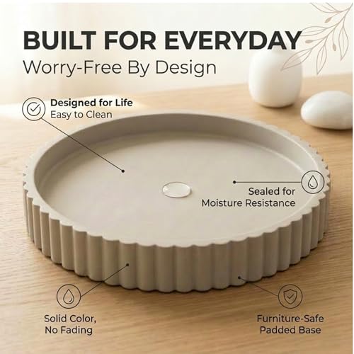 13 Inch Concrete Round Tray Home Decor for Coffee Table Decor