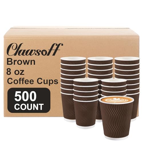 500 Pack 8 oz Ripple Insulated Disposable Paper Cups (500 Count)