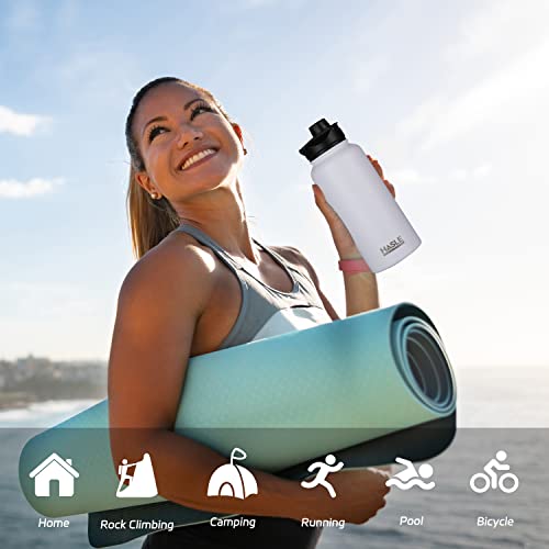 32 oz Insulated Water Bottle Stainless Steel Double Walled Vacuum Sports Water Bottle with 2 Lids